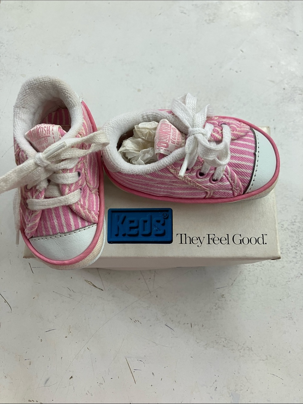 Keds Pink White Striped Baby Canvas Sneakers
